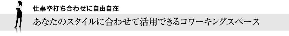 仕事や打ち合わせに自由自在<br />あなたのスタイルに合わせて活用できるコワーキングスペース